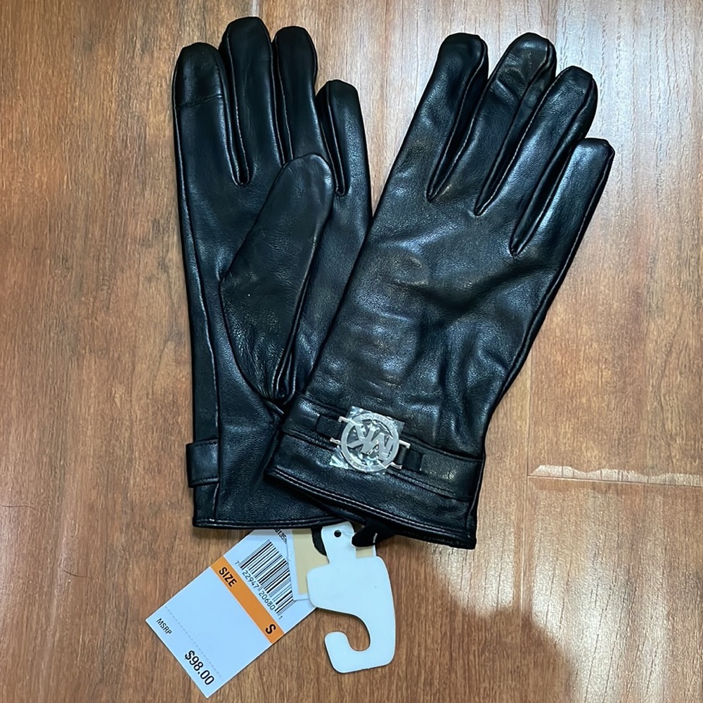 Michael Kors Black Leather Gloves